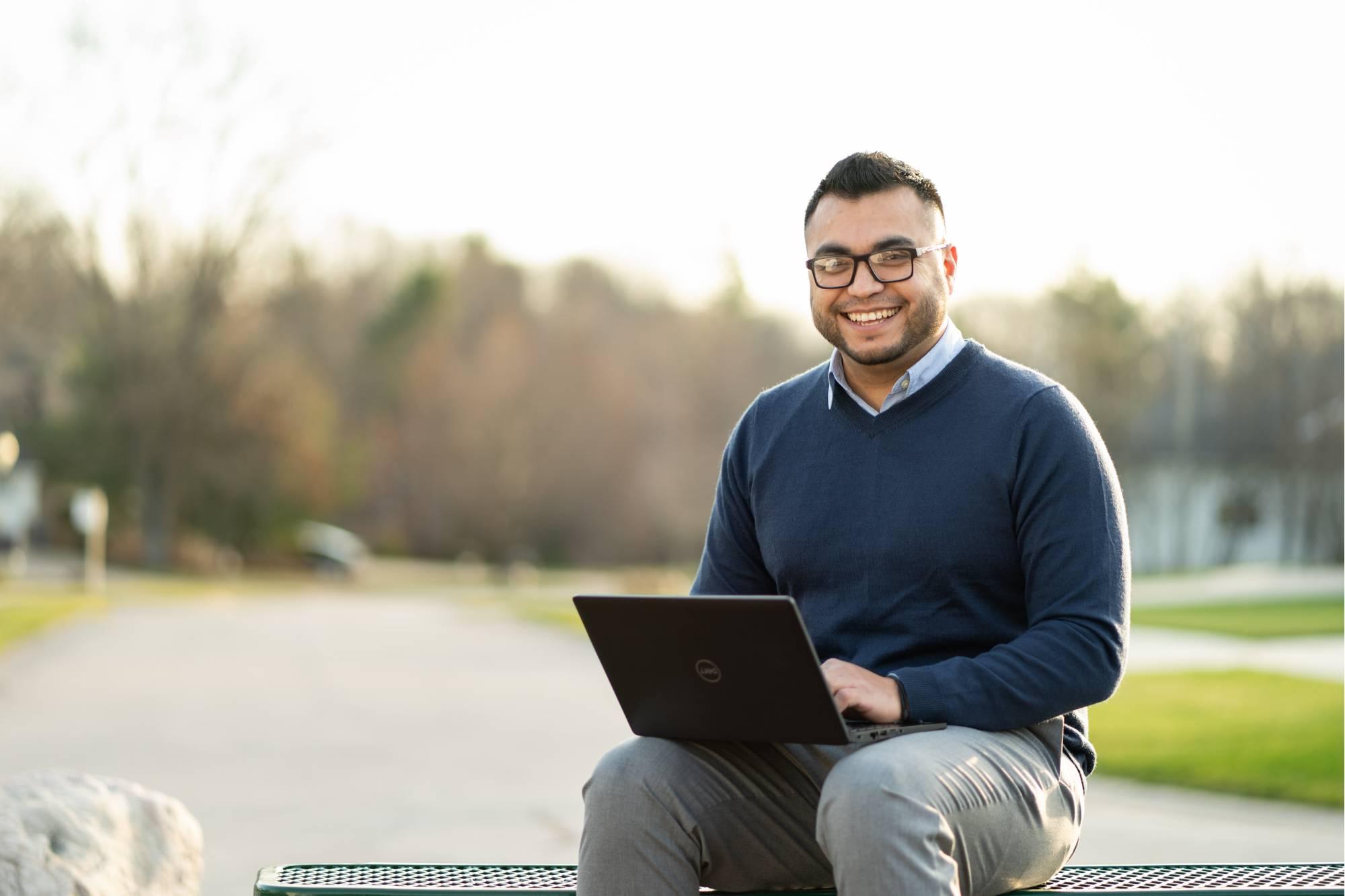 GVSU LEADS student studying at home.